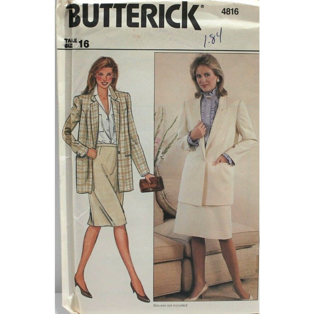 Butterick Sewing Pattern 4816 Jacket‎ Skirt Size 16
